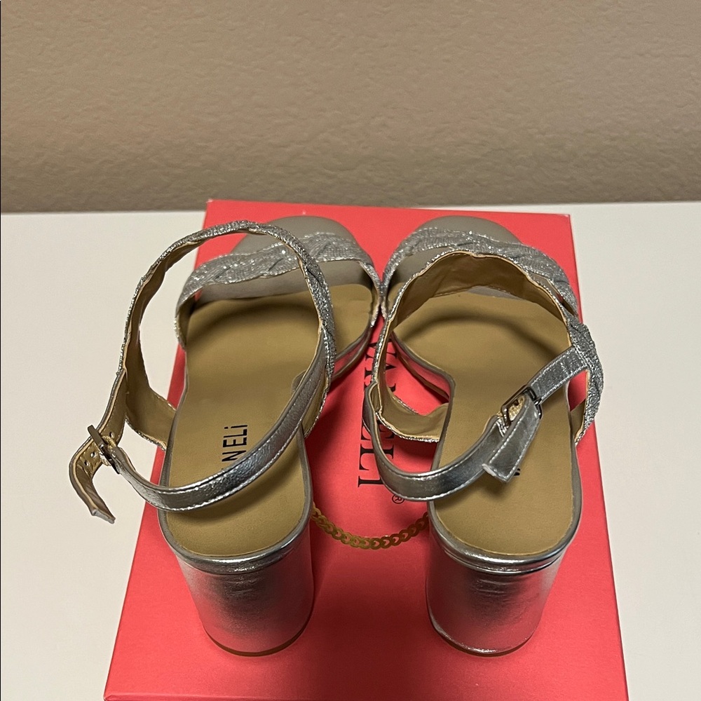Vaneli Metallic Silver Heeled Sandals - Picture 5 of 7